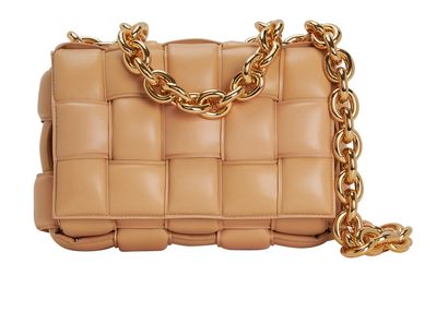 Padded Chain Cassette, &pound;1,300, Handbags, Beige, Leather, Front view